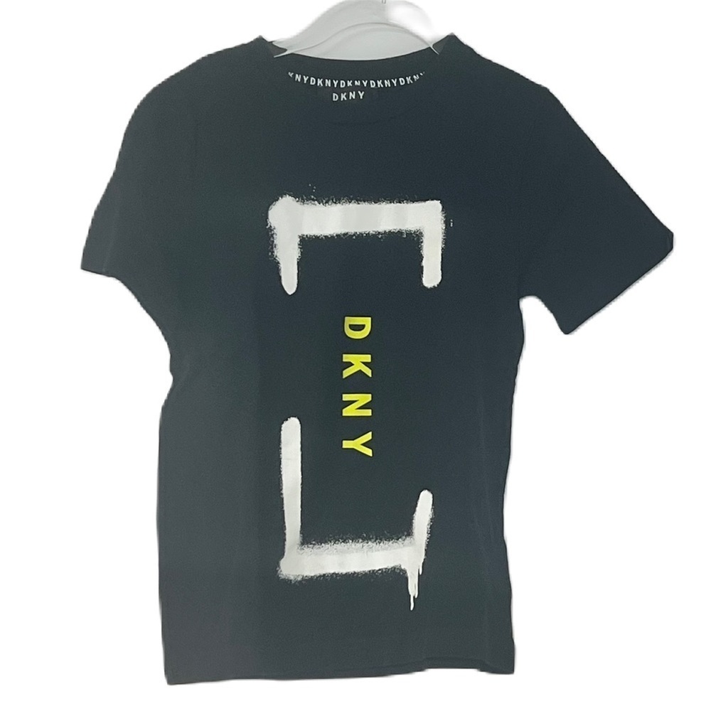 DKNY boys black sz 8 logo short sleeve graphic tee spring summer fun cozy casual